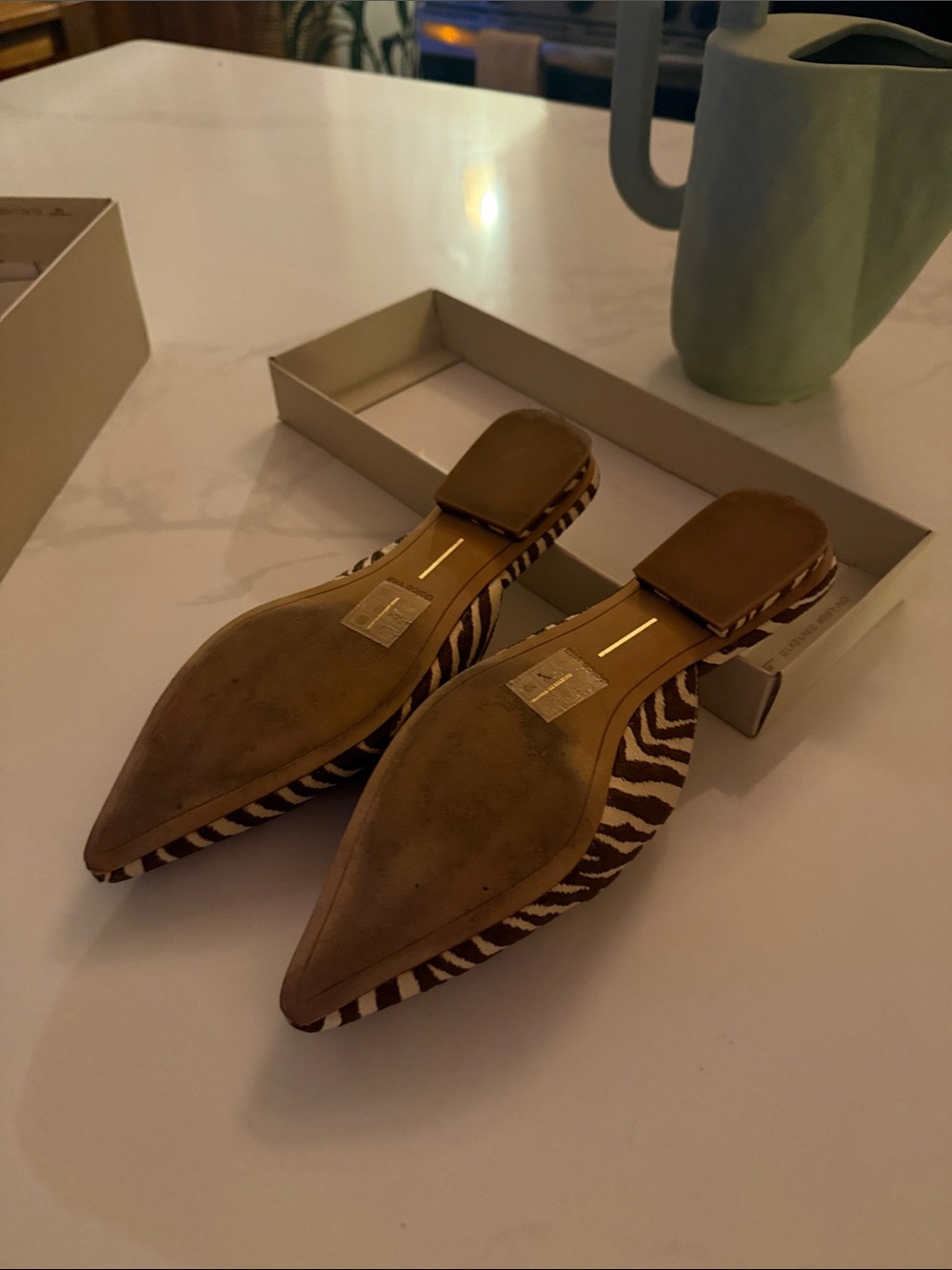 Dolce Vita Brown & Cream Zebra-Print Pointed Mules - Picture 7 of 7